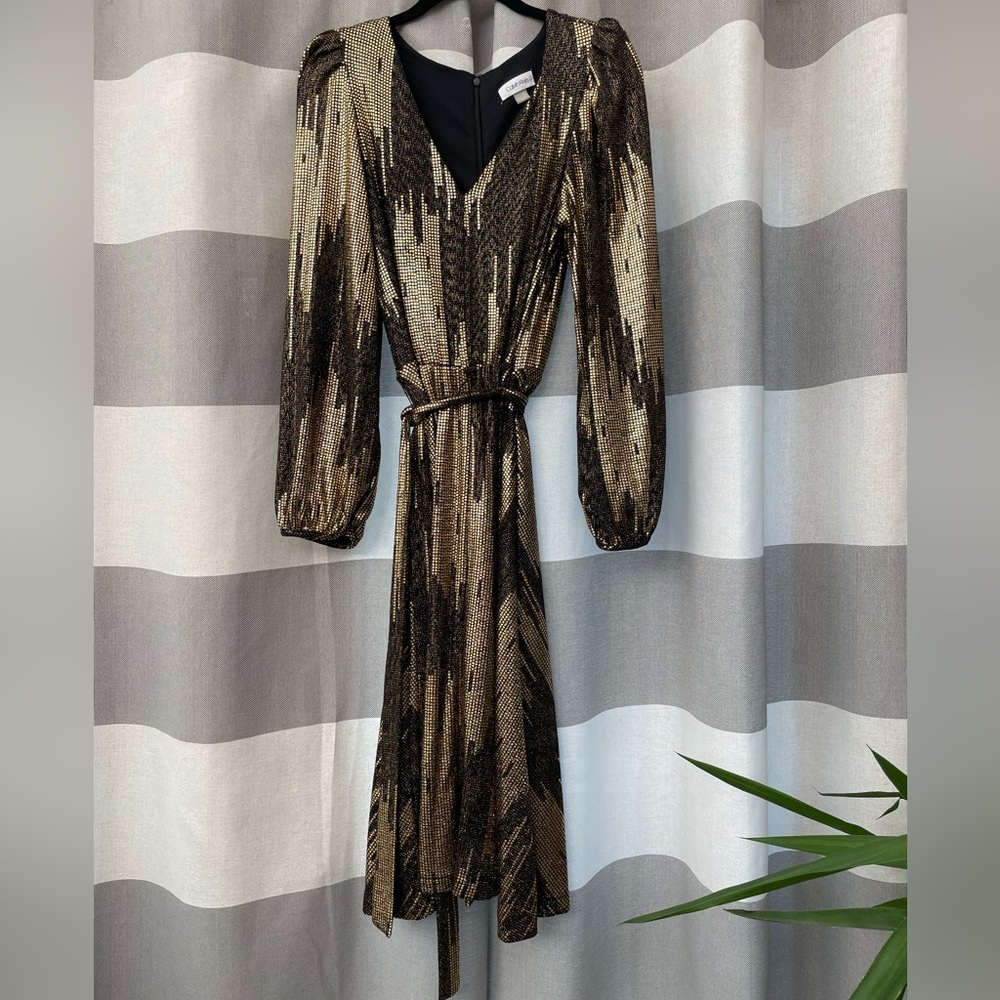Calvin Klein dress, size 6, gold and black